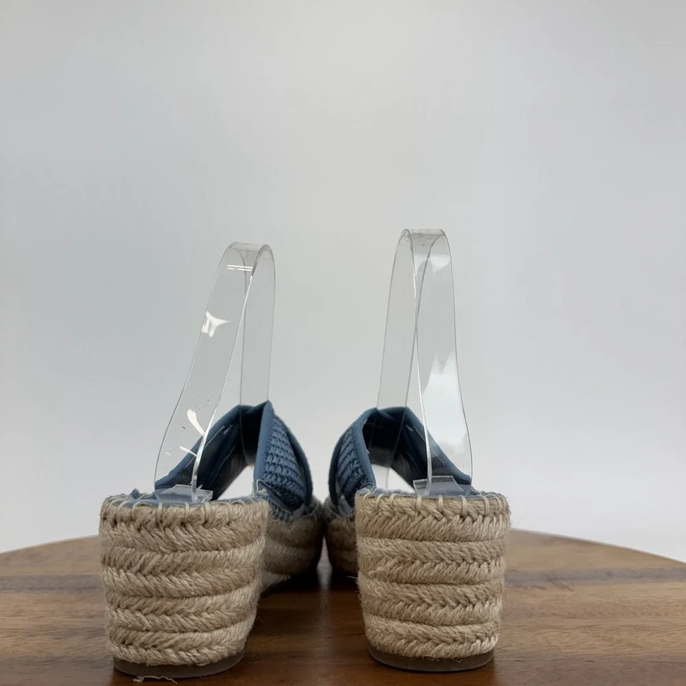 New Womens Franco‎ Sarto Pamala Blue Wedge Strappy Open Toed Sandals Size 5.5 M